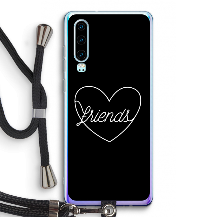 Friends heart black: Huawei P30 Transparant Hoesje met koord