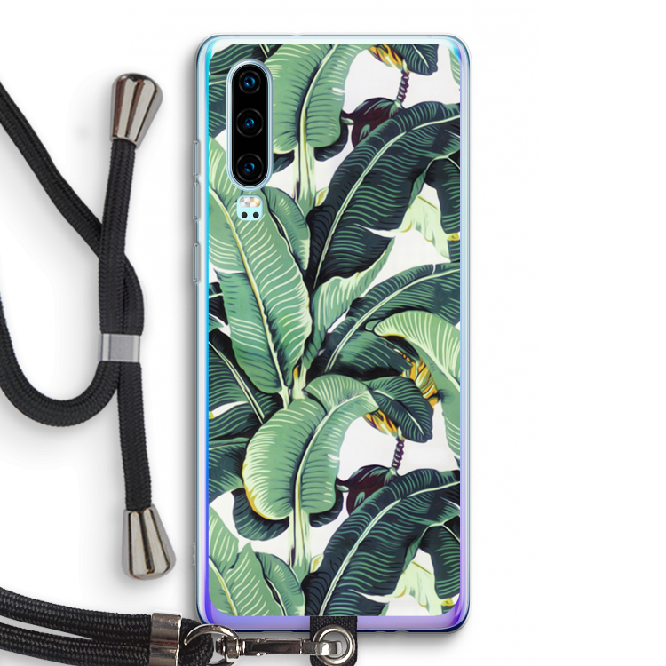 Bananenbladeren: Huawei P30 Transparant Hoesje met koord