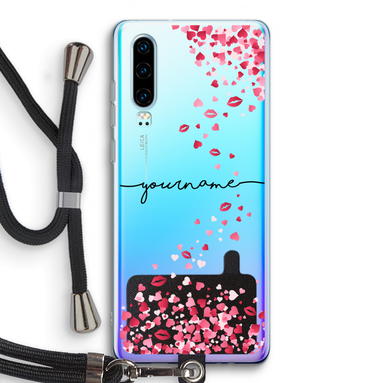 Hartjes en kusjes: Huawei P30 Transparant Hoesje met koord