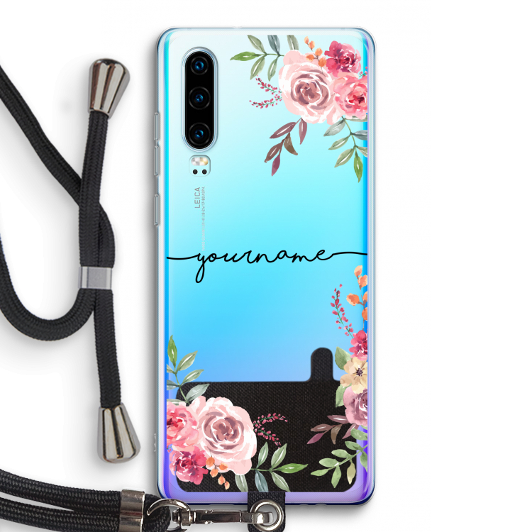 Rozen: Huawei P30 Transparant Hoesje met koord