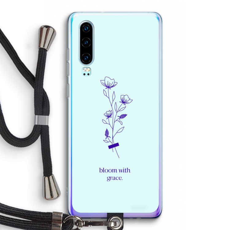 Bloom with grace: Huawei P30 Transparant Hoesje met koord