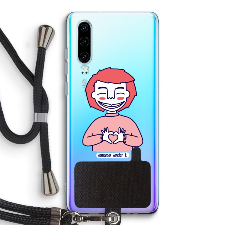 Hartje: Huawei P30 Transparant Hoesje met koord