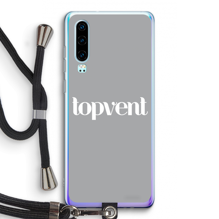 Topvent Grijs Wit: Huawei P30 Transparant Hoesje met koord