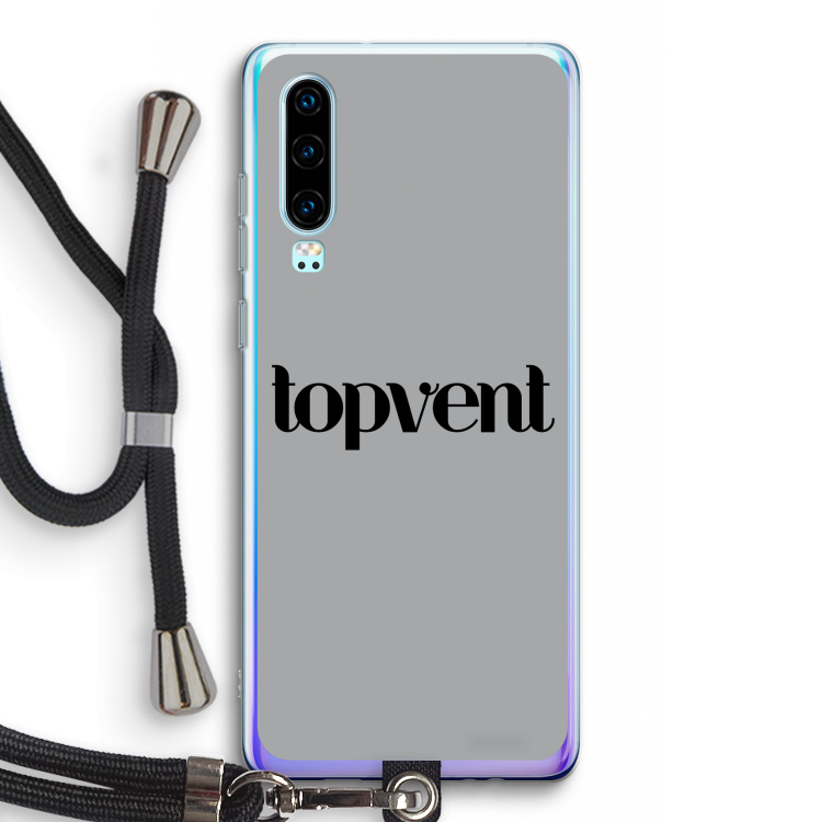 Topvent Grijs Zwart: Huawei P30 Transparant Hoesje met koord