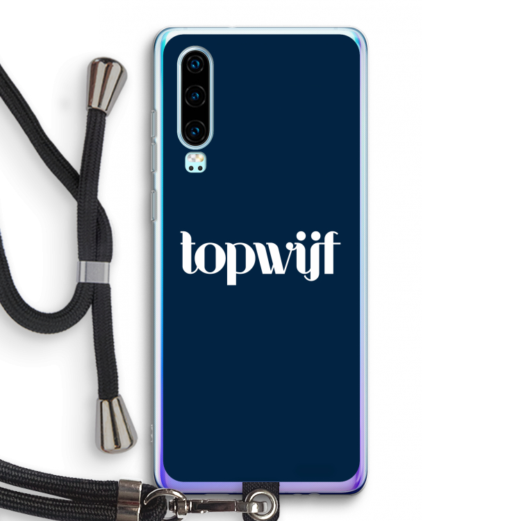 Topwijf Navy: Huawei P30 Transparant Hoesje met koord