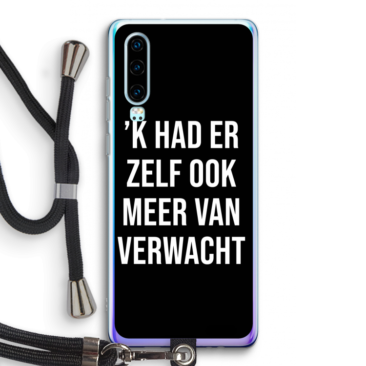 Meer verwacht - Zwart: Huawei P30 Transparant Hoesje met koord