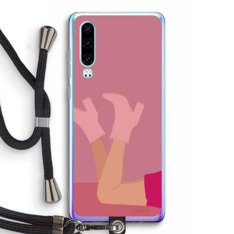 Pink boots: Huawei P30 Transparant Hoesje met koord