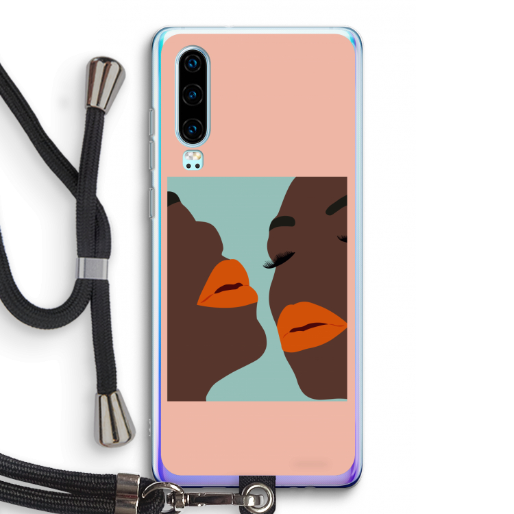 Orange lips: Huawei P30 Transparant Hoesje met koord