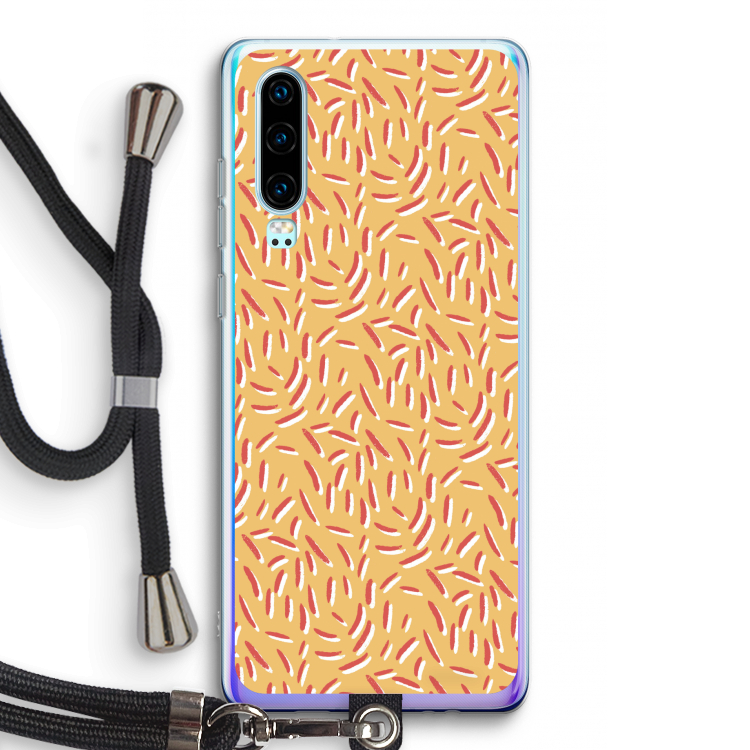 Camouflage: Huawei P30 Transparant Hoesje met koord