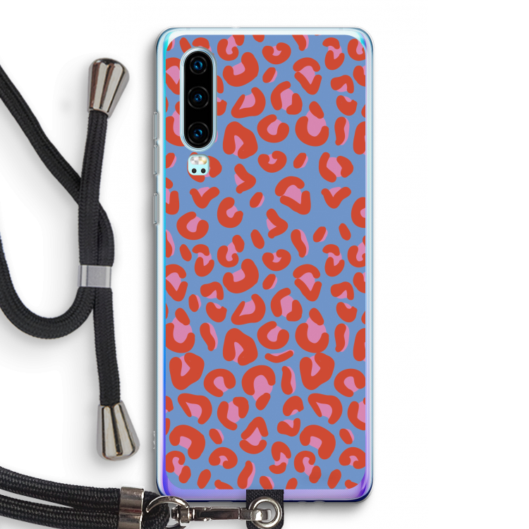 Leopard blue: Huawei P30 Transparant Hoesje met koord