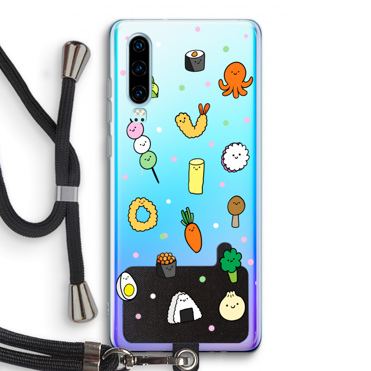 Happy bento friends: Huawei P30 Transparant Hoesje met koord