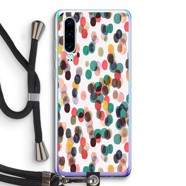 Tropical Dots: Huawei P30 Transparant Hoesje met koord