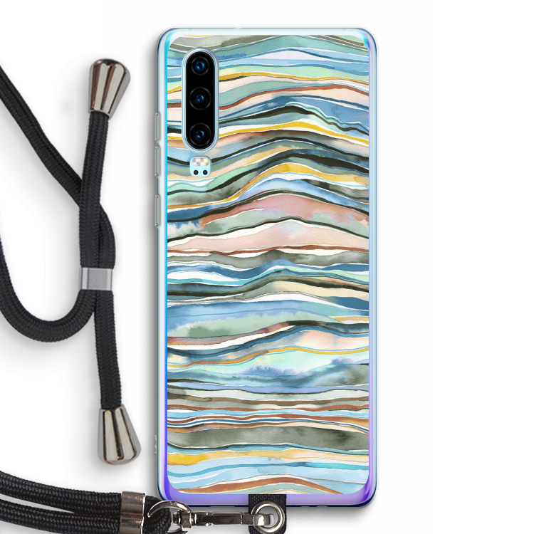 Watercolor Agate: Huawei P30 Transparant Hoesje met koord