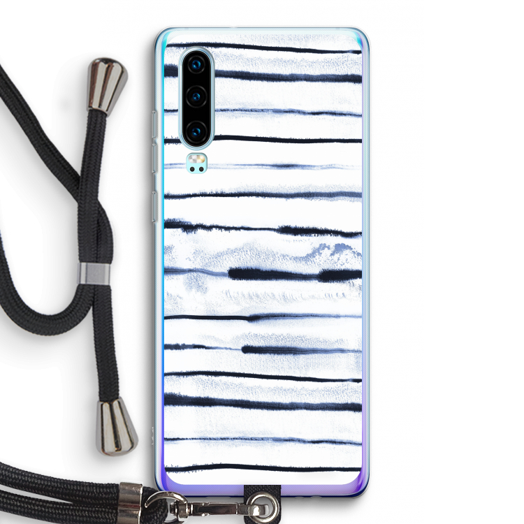 Ink Stripes: Huawei P30 Transparant Hoesje met koord