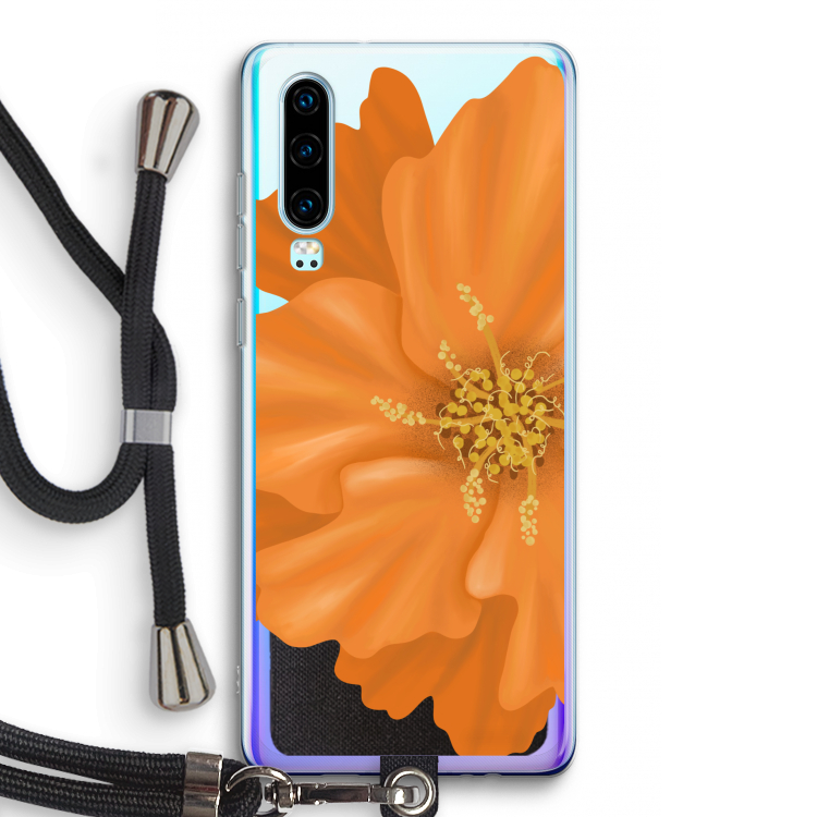 Orange Ellila flower: Huawei P30 Transparant Hoesje met koord
