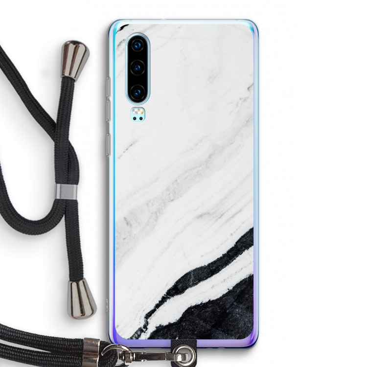 Elegante marmer: Huawei P30 Transparant Hoesje met koord