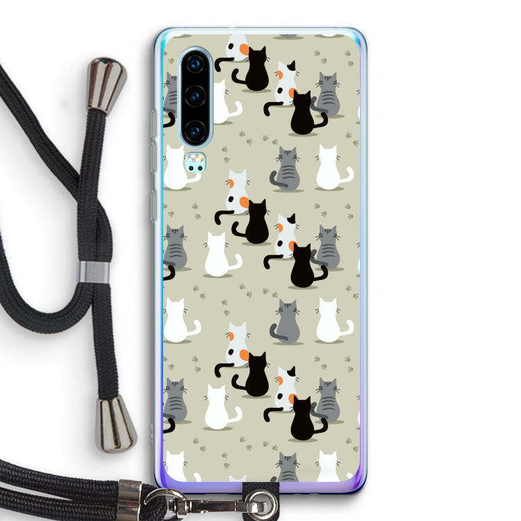 Katten: Huawei P30 Transparant Hoesje met koord
