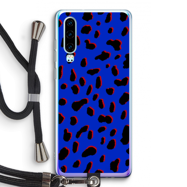Blue Leopard: Huawei P30 Transparant Hoesje met koord