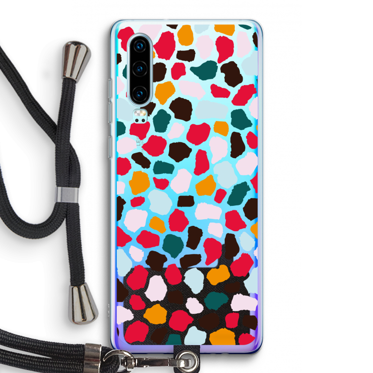 Colored Giraffe: Huawei P30 Transparant Hoesje met koord