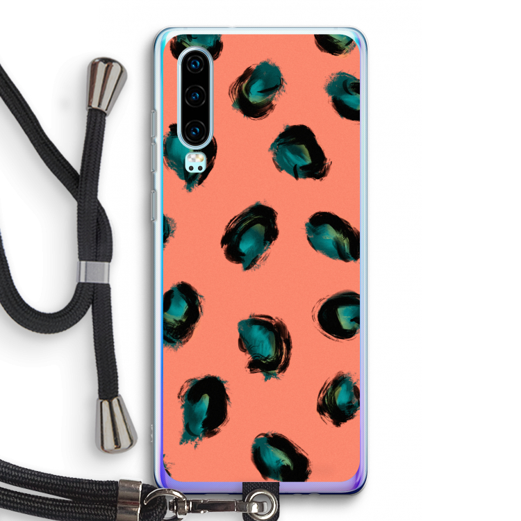 Pink Cheetah: Huawei P30 Transparant Hoesje met koord