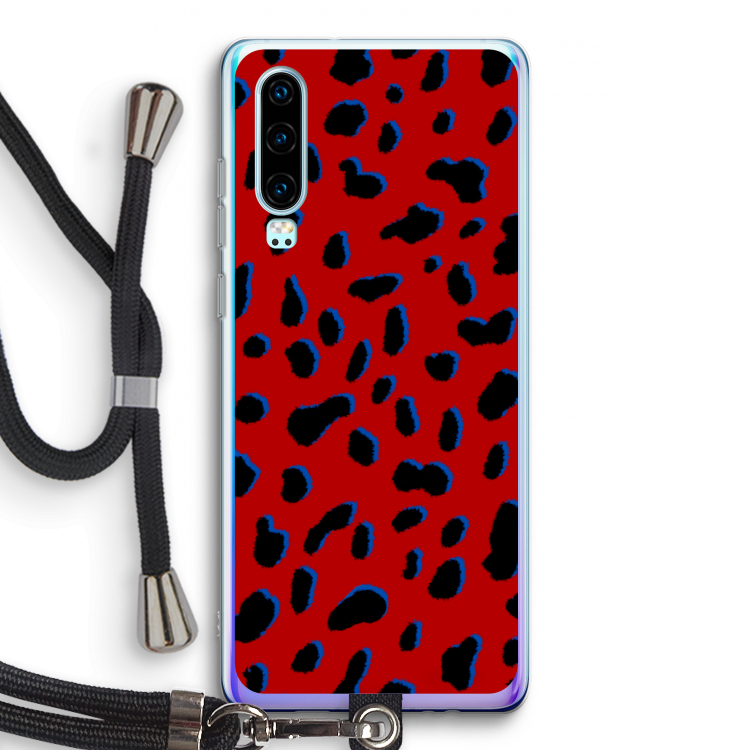 Red Leopard: Huawei P30 Transparant Hoesje met koord