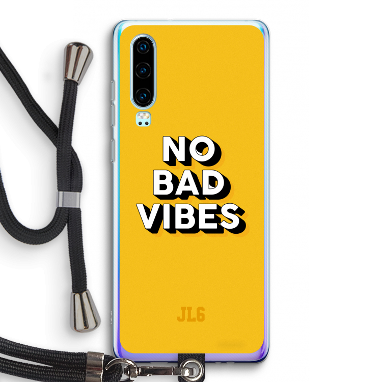 No Bad Vibes: Huawei P30 Transparant Hoesje met koord