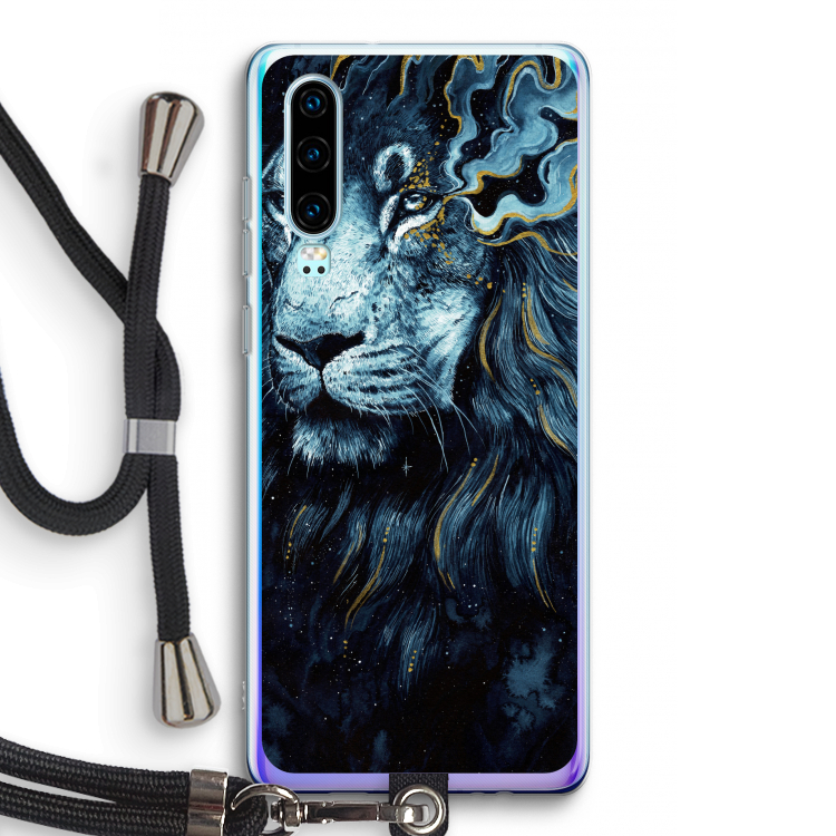 Darkness Lion: Huawei P30 Transparant Hoesje met koord