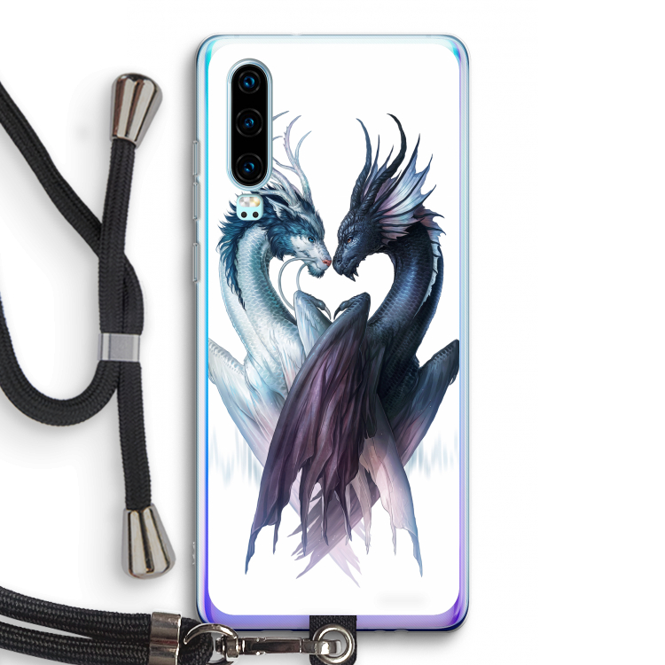 Yin Yang Dragons: Huawei P30 Transparant Hoesje met koord