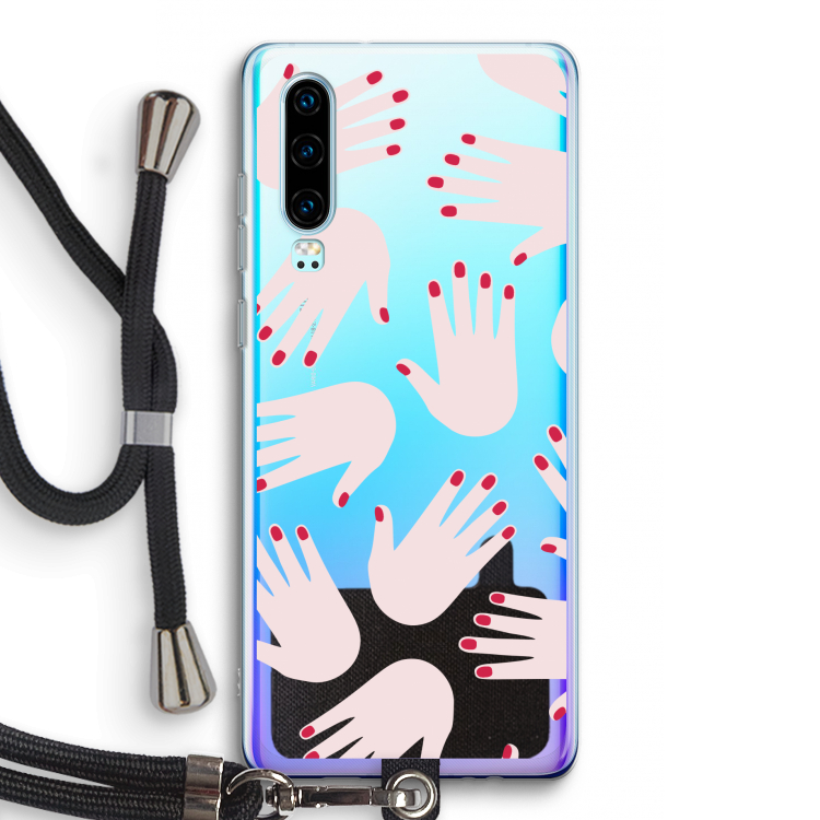 Hands pink: Huawei P30 Transparant Hoesje met koord