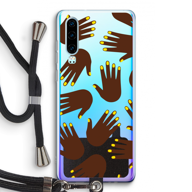 Hands dark: Huawei P30 Transparant Hoesje met koord