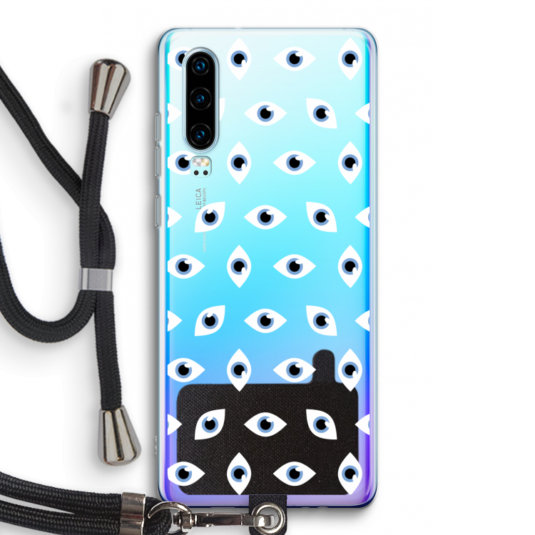 Eyes pattern: Huawei P30 Transparant Hoesje met koord