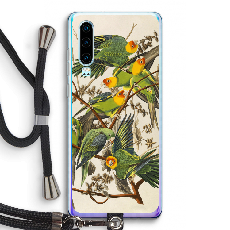 Carolinaparkiet: Huawei P30 Transparant Hoesje met koord