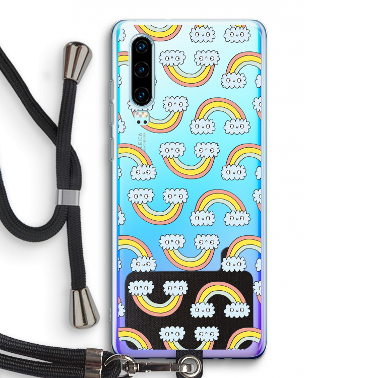 Regenboog: Huawei P30 Transparant Hoesje met koord