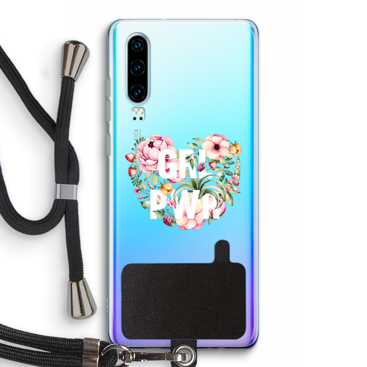 GRL PWR Flower: Huawei P30 Transparant Hoesje met koord