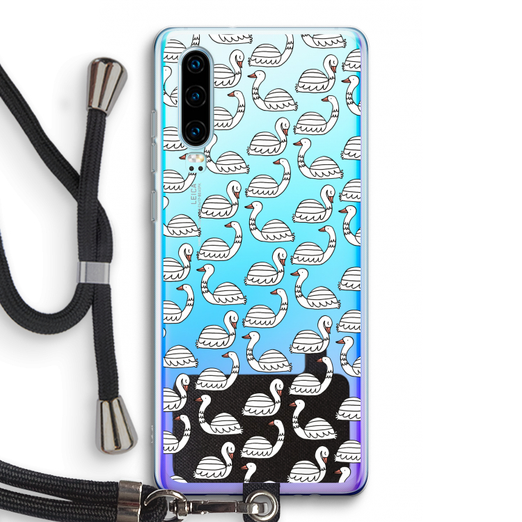 Zwanen: Huawei P30 Transparant Hoesje met koord