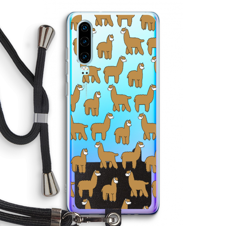 Alpacas: Huawei P30 Transparant Hoesje met koord