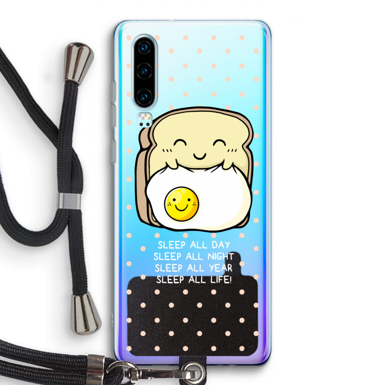 Sleep All Day: Huawei P30 Transparant Hoesje met koord