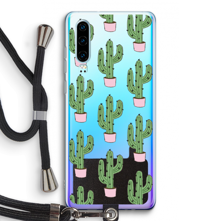 Cactus Lover: Huawei P30 Transparant Hoesje met koord