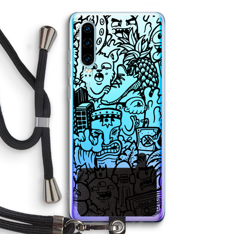 Vexx Black Mixtape: Huawei P30 Transparant Hoesje met koord