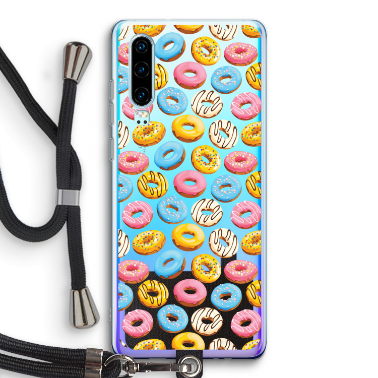 Pink donuts: Huawei P30 Transparant Hoesje met koord