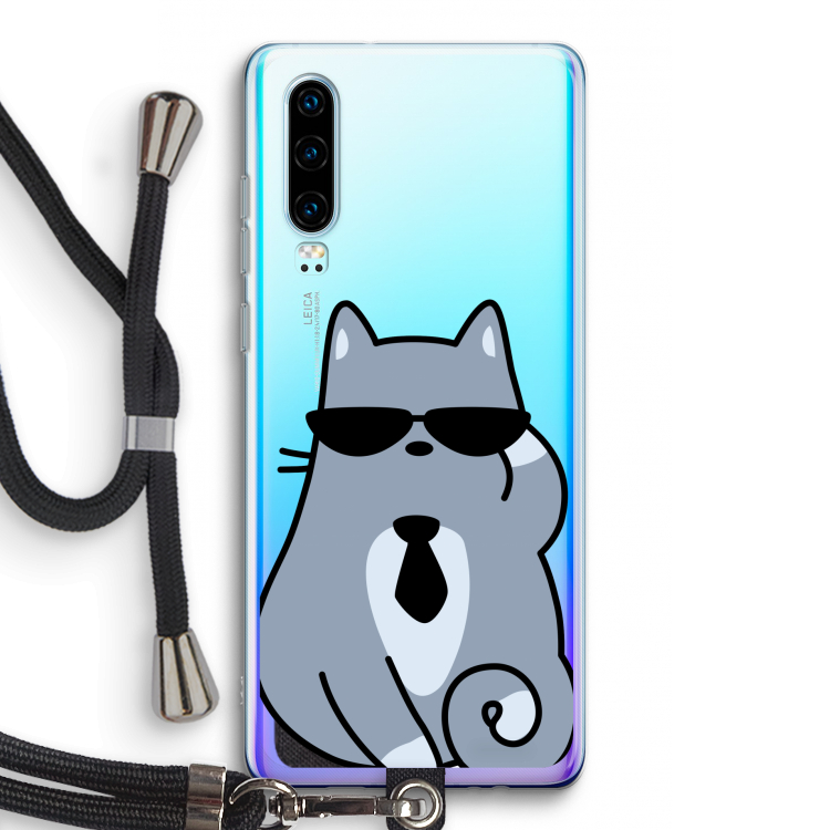 Cool cat: Huawei P30 Transparant Hoesje met koord