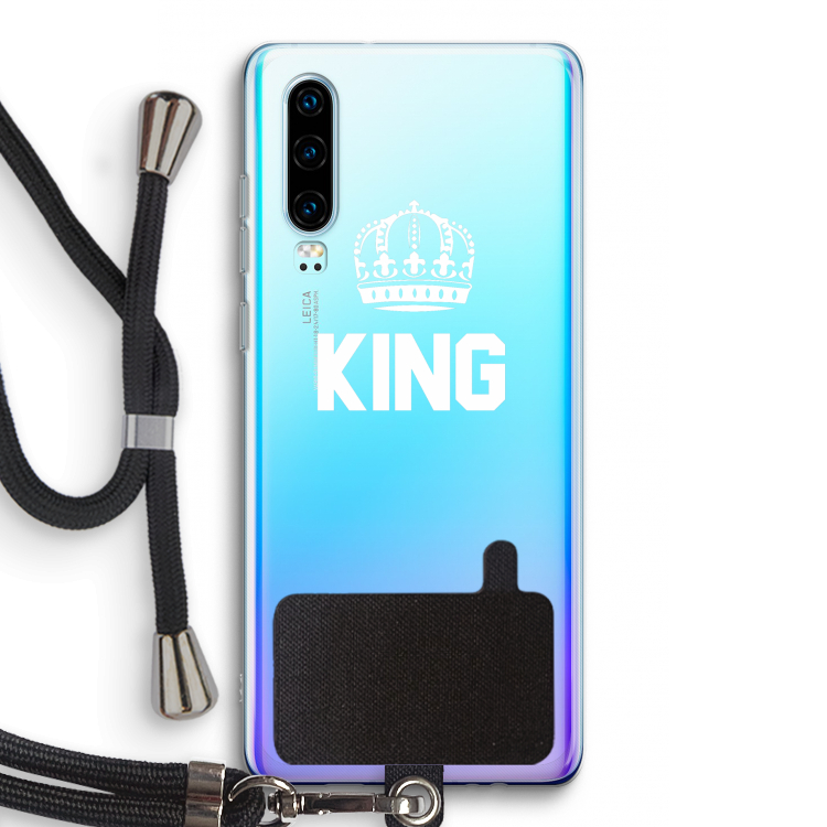 King zwart: Huawei P30 Transparant Hoesje met koord