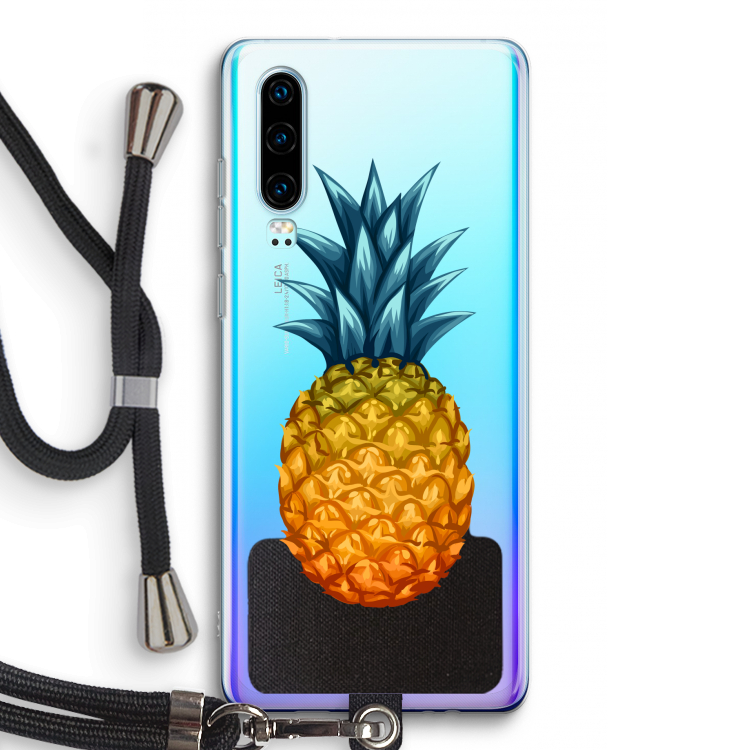 Grote ananas: Huawei P30 Transparant Hoesje met koord