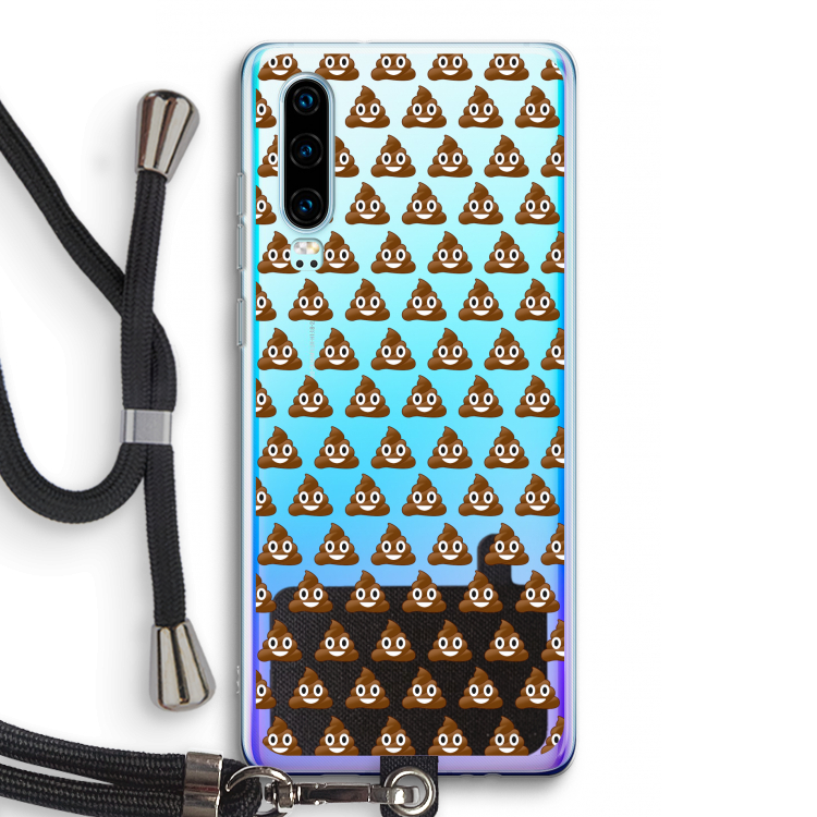 Poop emoji: Huawei P30 Transparant Hoesje met koord