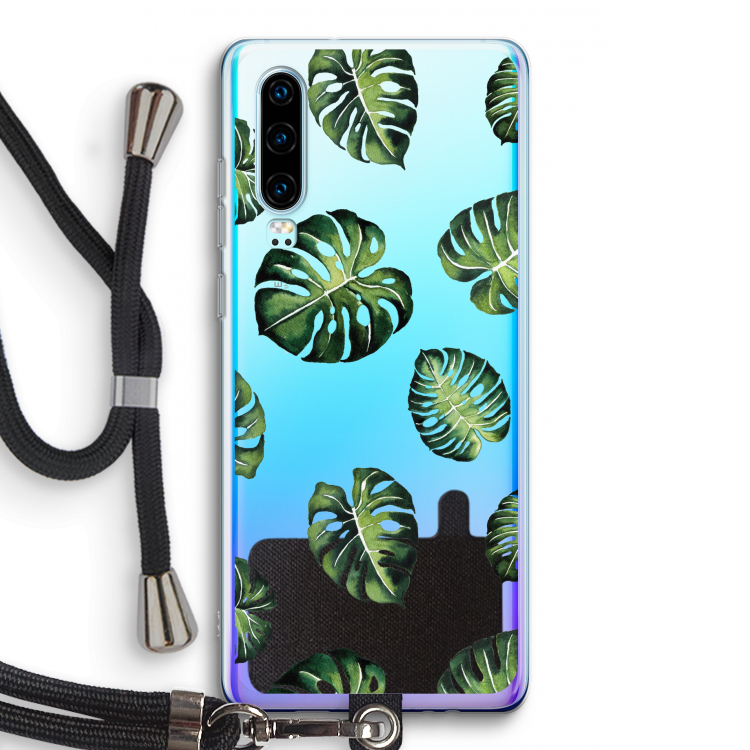 Tropische bladeren: Huawei P30 Transparant Hoesje met koord