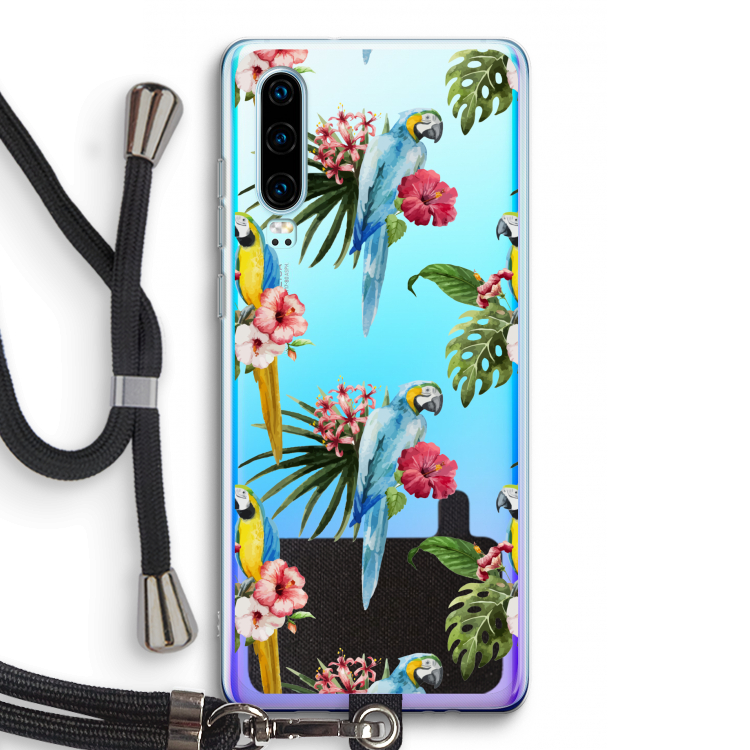 Kleurrijke papegaaien: Huawei P30 Transparant Hoesje met koord