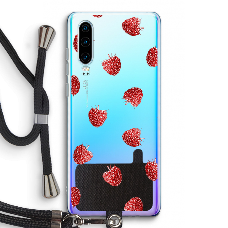 Framboosjes: Huawei P30 Transparant Hoesje met koord