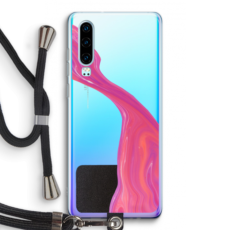 Paarse stroom: Huawei P30 Transparant Hoesje met koord