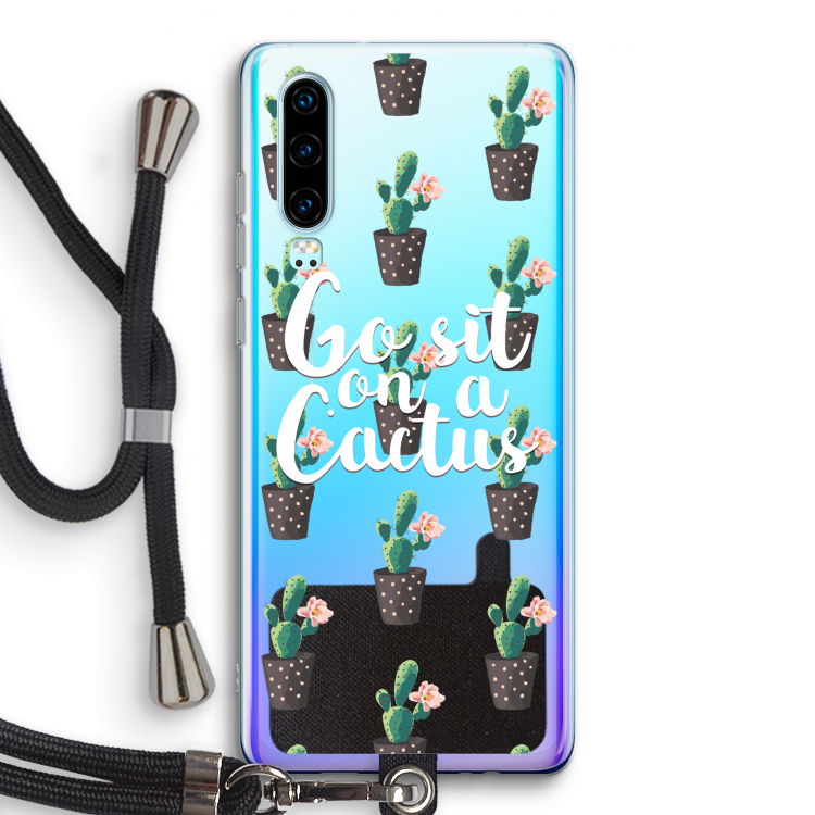 Cactus quote: Huawei P30 Transparant Hoesje met koord