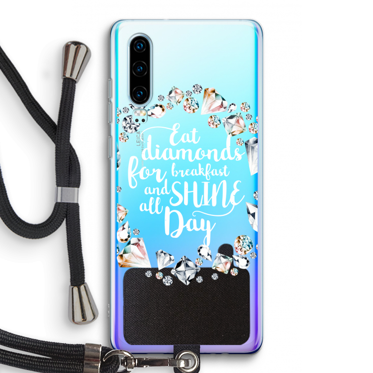 Diamonds: Huawei P30 Transparant Hoesje met koord